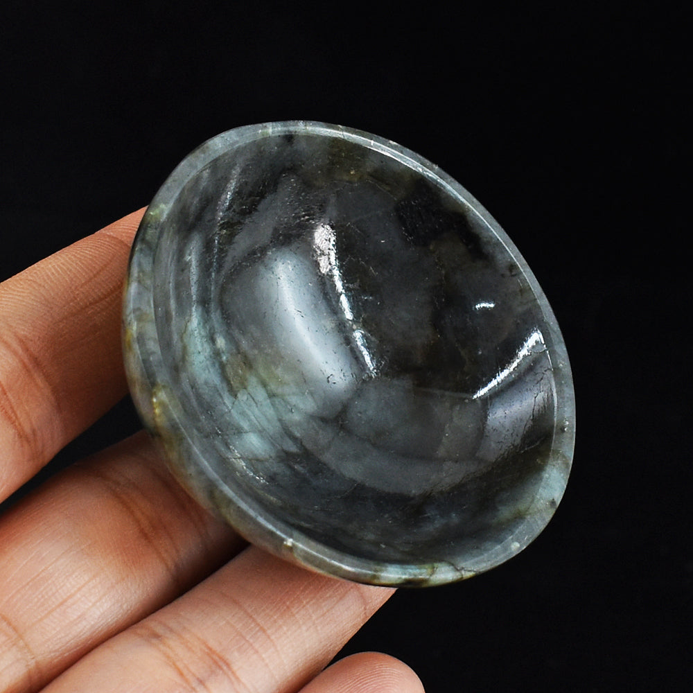 Craftsmen 144.00 Carats  Genuine Labradorite Hand Carved  Crystal Gemstone Carving Bowl