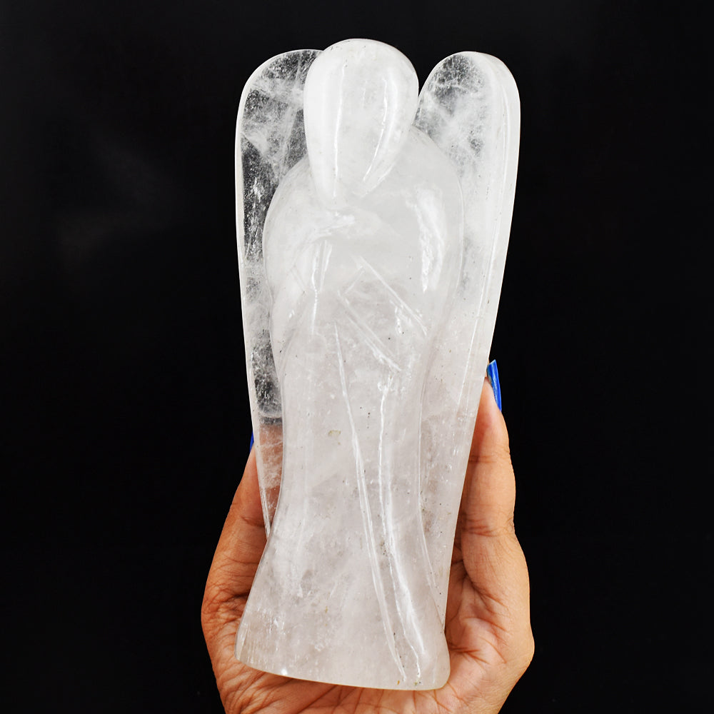 Natural 3384.00 Cts Genuine white Quartz Hand Carved Crystal Healing Praying Angel