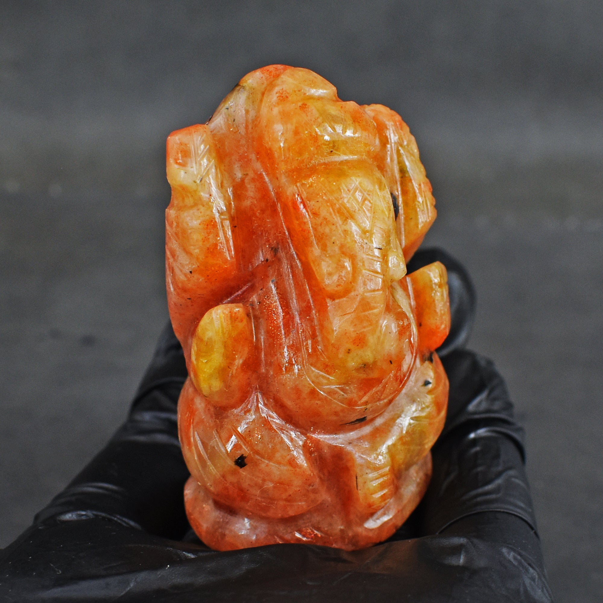 Artisian 379.00 Carats Sunstone Divine Hand Carved Genuine Crystal Gemstone Carving Lord Ganesha