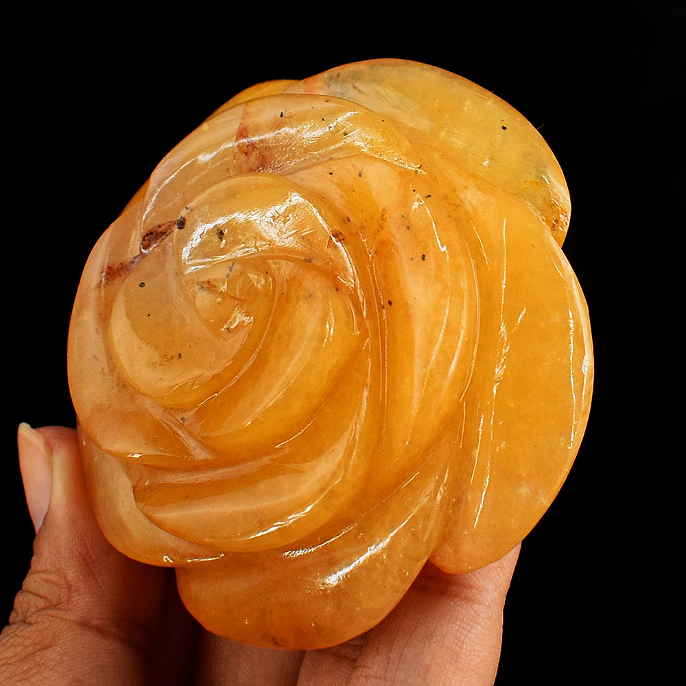 519.00 Cts Genuine  Aventurine Hand Carved Crystal Rose Flower  Gemstone  Carving