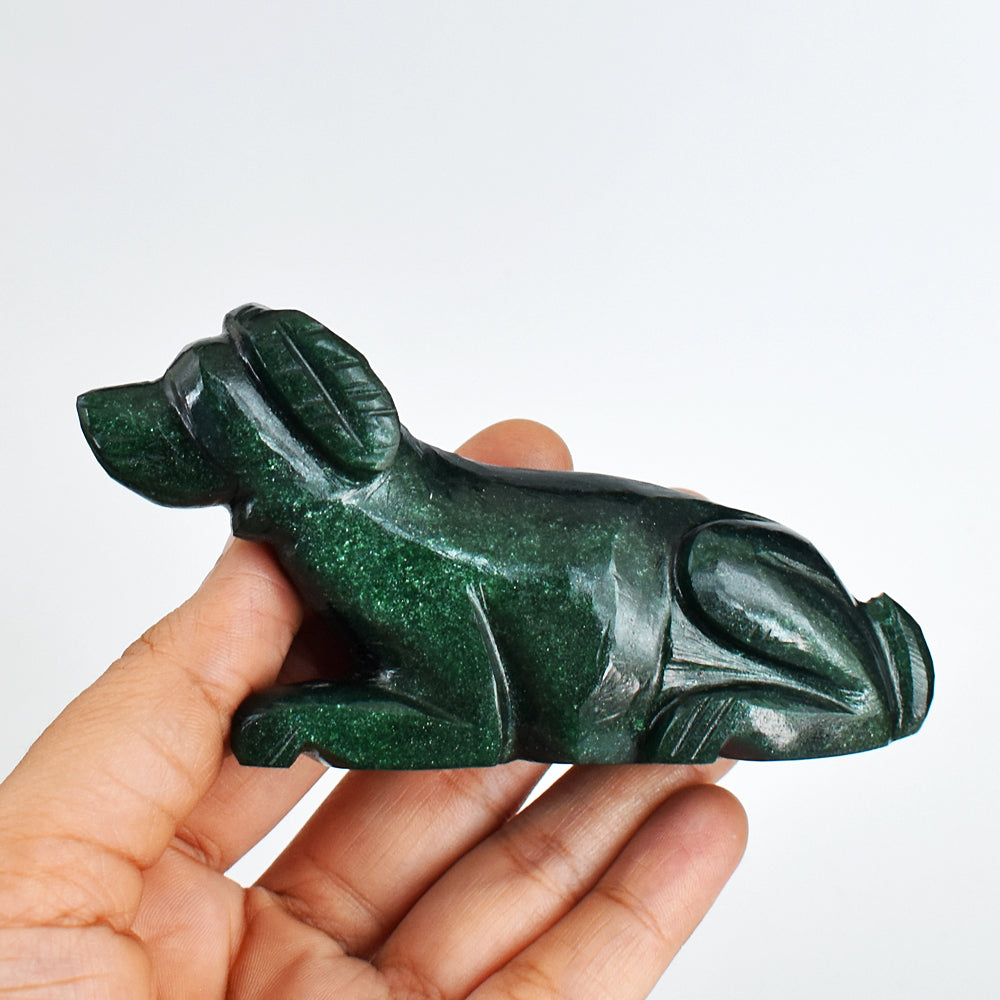 Stunning 683.00 Carats Genuine Green Jade  Hand Carved  Crystal Gemstone  Carving Dog