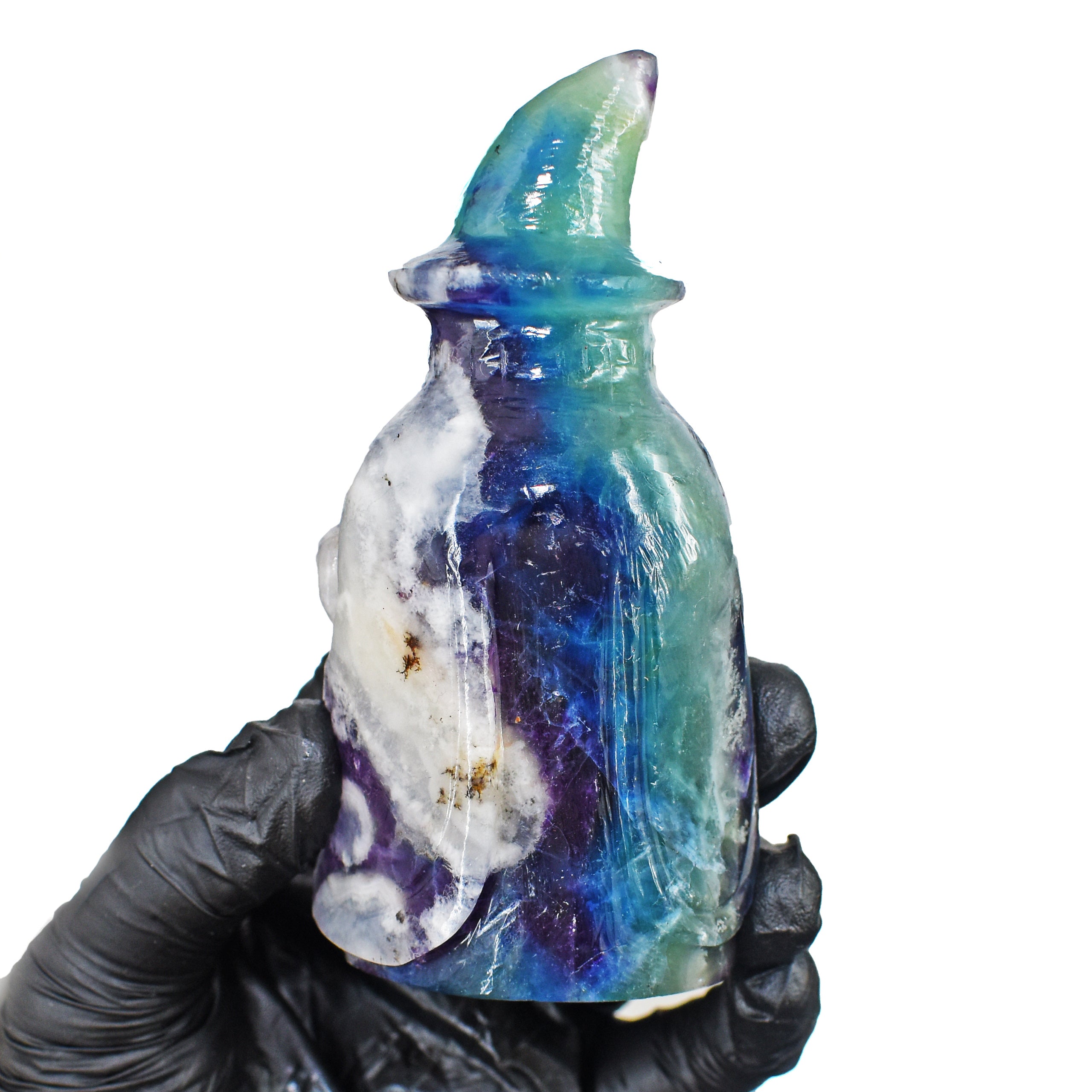 Beautiful 1126.00 Cts Genuine Multicolor Fluorite Hand Carved Premium Wizard