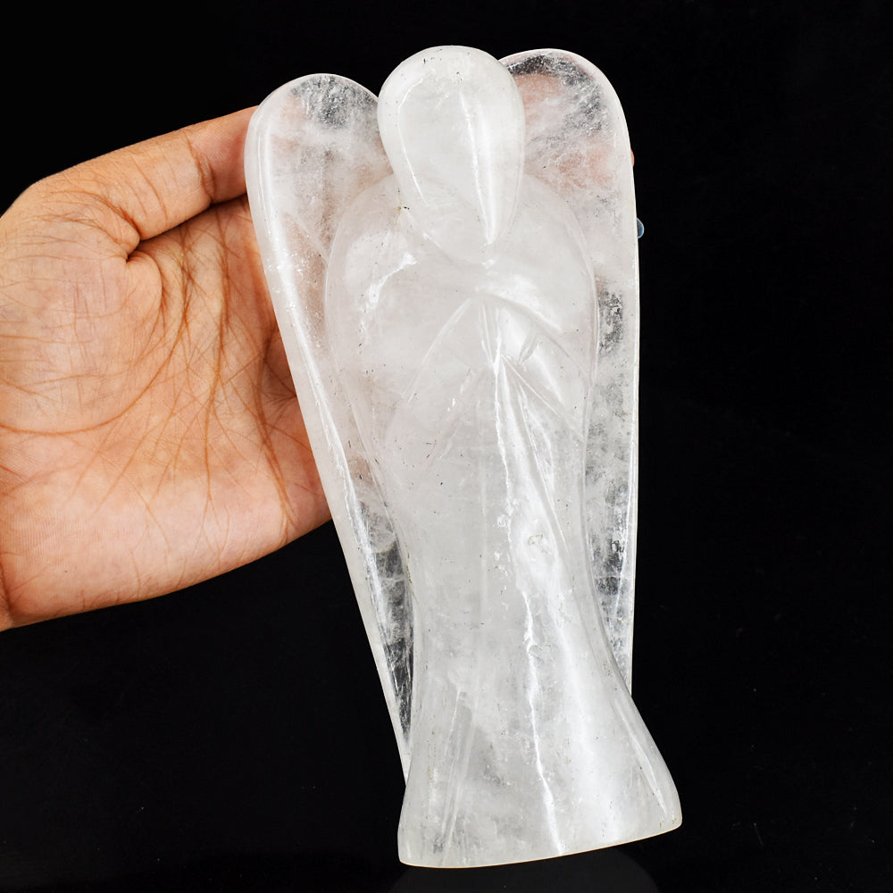 Natural 3384.00 Cts Genuine white Quartz Hand Carved Crystal Healing Praying Angel