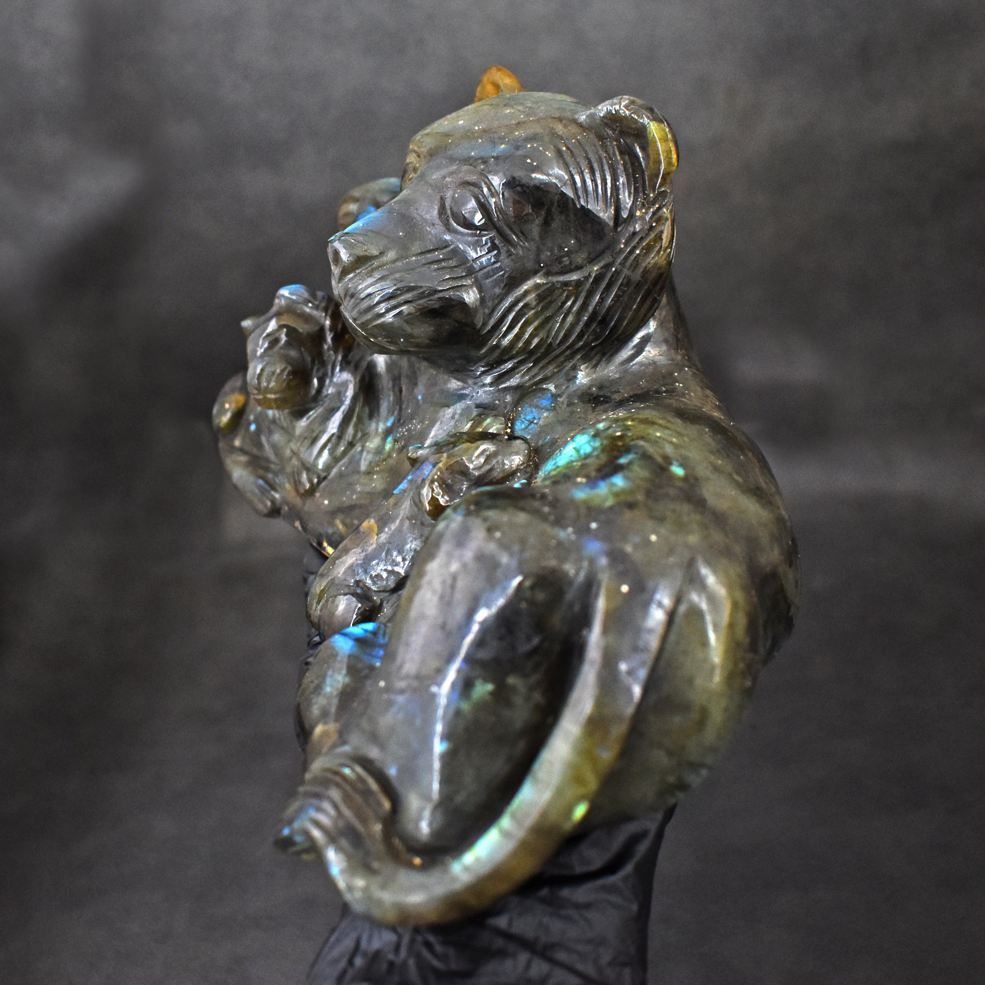 Stunning 10295.00 Cts Amazing Flash Labradorite Carved Doggy With Puppies 2026 Collection