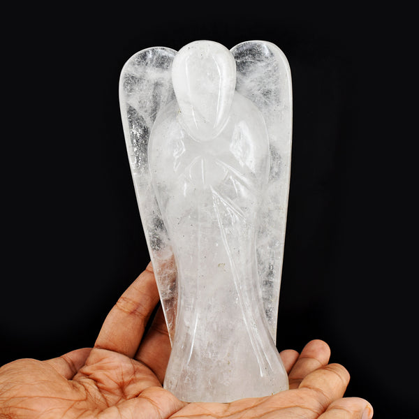 Natural 3384.00 Cts Genuine white Quartz Hand Carved Crystal Healing Praying Angel