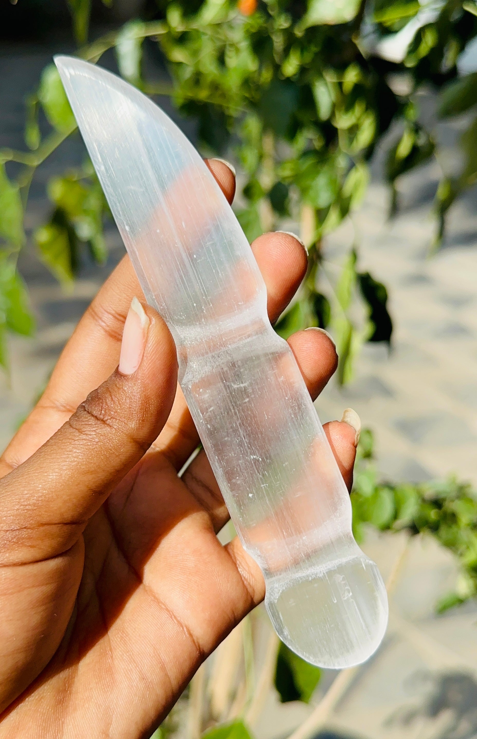 Special 223.00 Cts Genuine Selenite Hand Carved Crystal Gemstone Knife