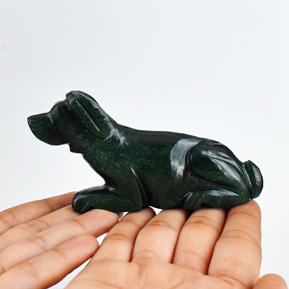 Stunning 683.00 Carats Genuine Green Jade  Hand Carved  Crystal Gemstone  Carving Dog