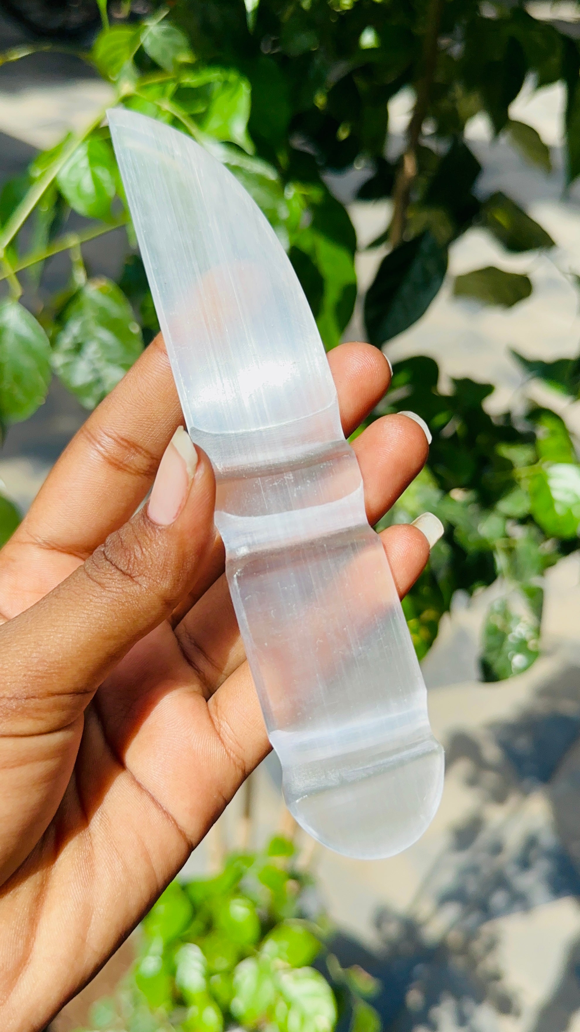 Manever 312.00 Cts Genuine Selenite Hand Carved Crystal Gemstone Knife