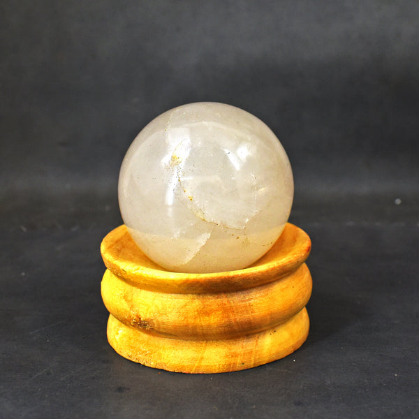 Elegant 677.00 Carats Genuine White Quartz Hand Carved Crystal  Healing Gemstone Sphere