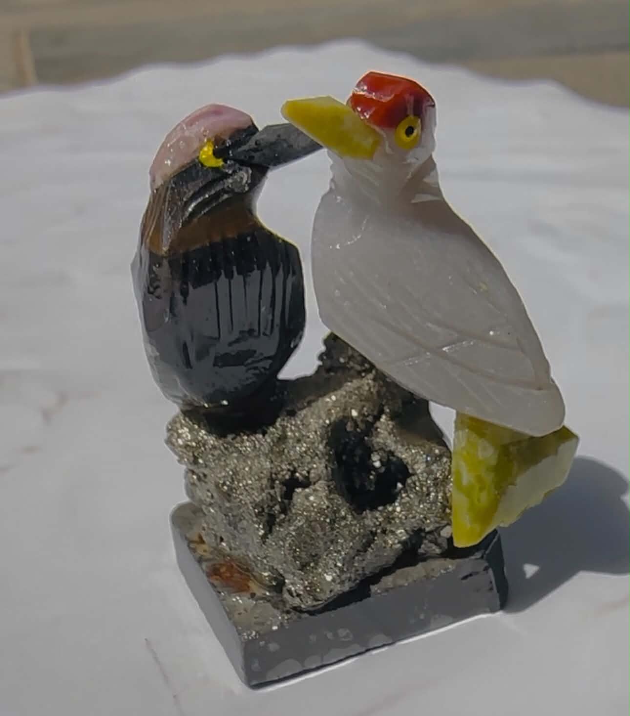 Sparkling 233.00 Cts Genuine Mini White Agate & Spinel Carved Love Bird 2026  Collection