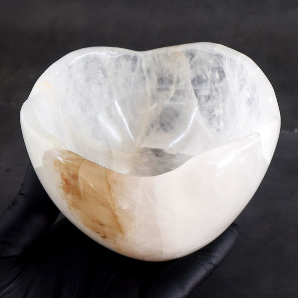 Very Attractive 3056.00 Carats Genuine White Quartz Hand Carved Crystal Gemstone Carving Big Bowl