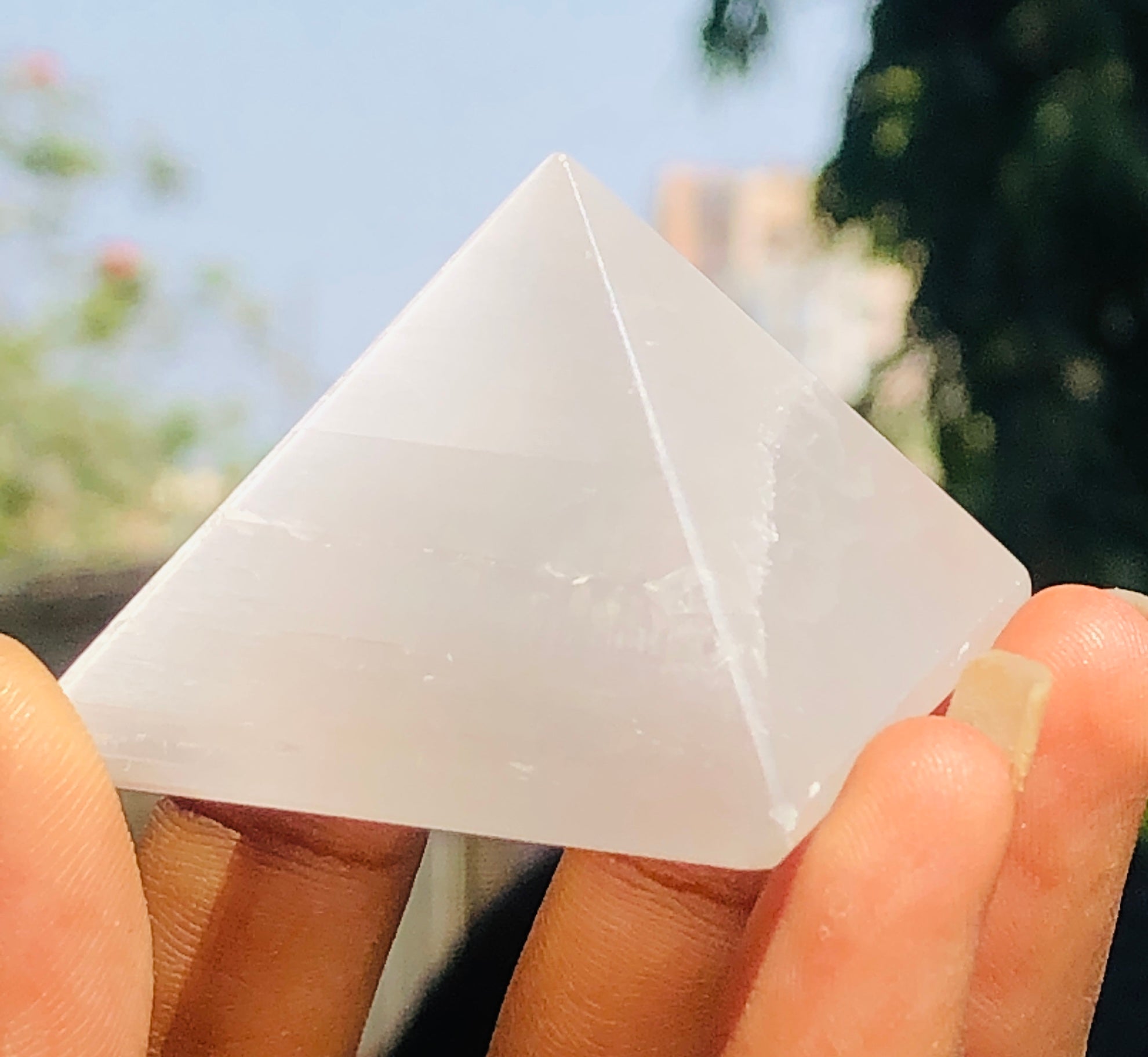 Natural 220.00 Cts Genuine Selenite Crystal Specimen Healing Divine Pyramid