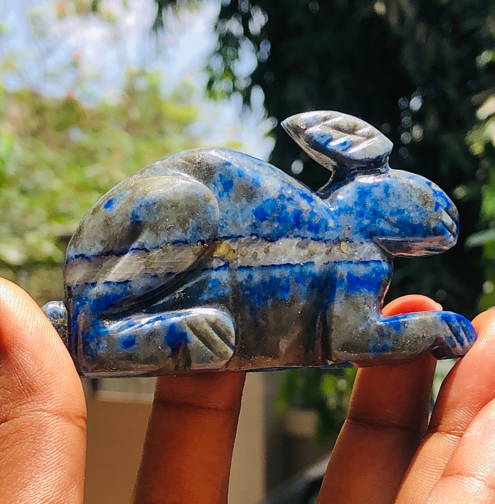 Beautiful 449.00 Carats Genuine Lapis Lazuli Hand Carved  Gemstone  Bunny Carving 2026  Collection