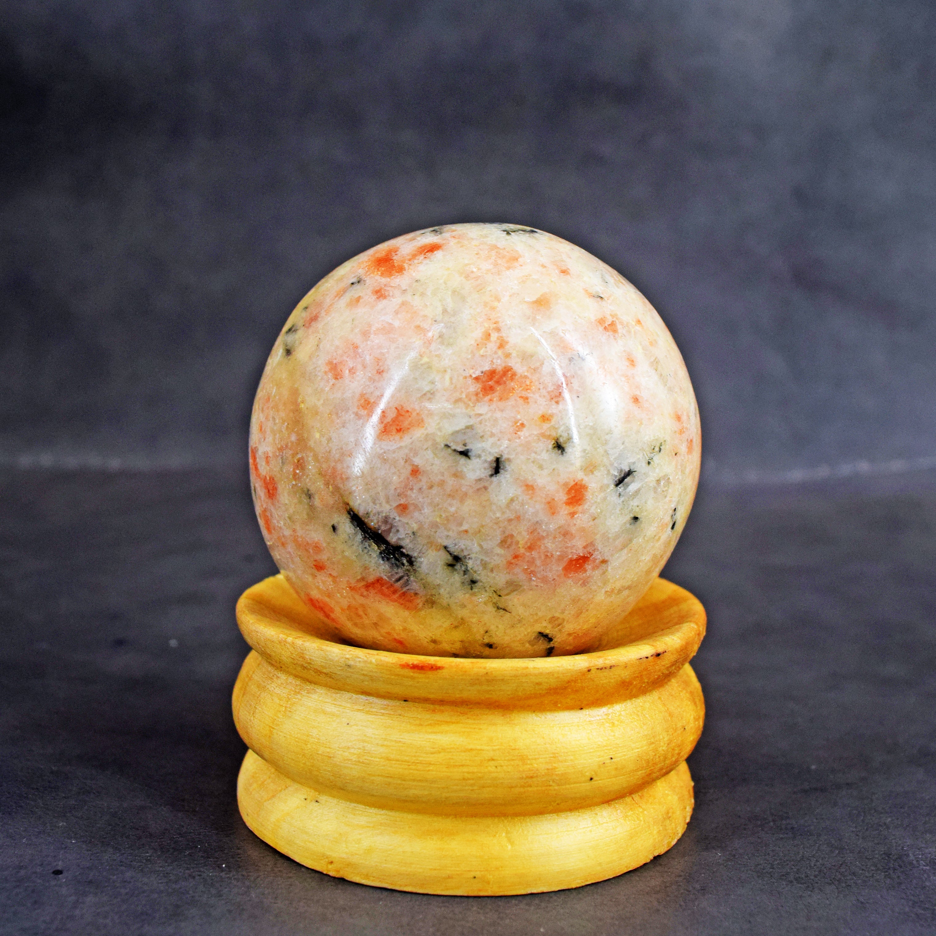 Gorgeous 1076.00 Cts Genuine Sunstone Hand Carved Healing Sphere