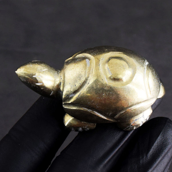 Fabulous 362.00 Cts Genuine Pyrite Gemstone Hand Carved Premium Turtle Crystal