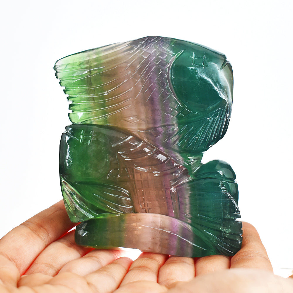 Amazing  3132.00  Carats  Genuine   Multicolor   Fluorite  Hand   Carved  Crystal  Gemstone   Carving  Fish