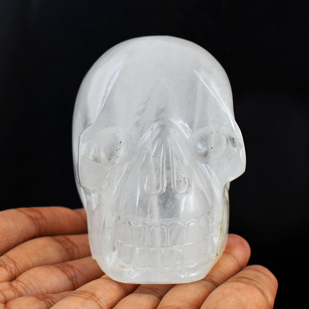 Artisian 2336.00 Cts Genuine White Quartz Hand  Carved  Crystal Gemstone Carving Skull