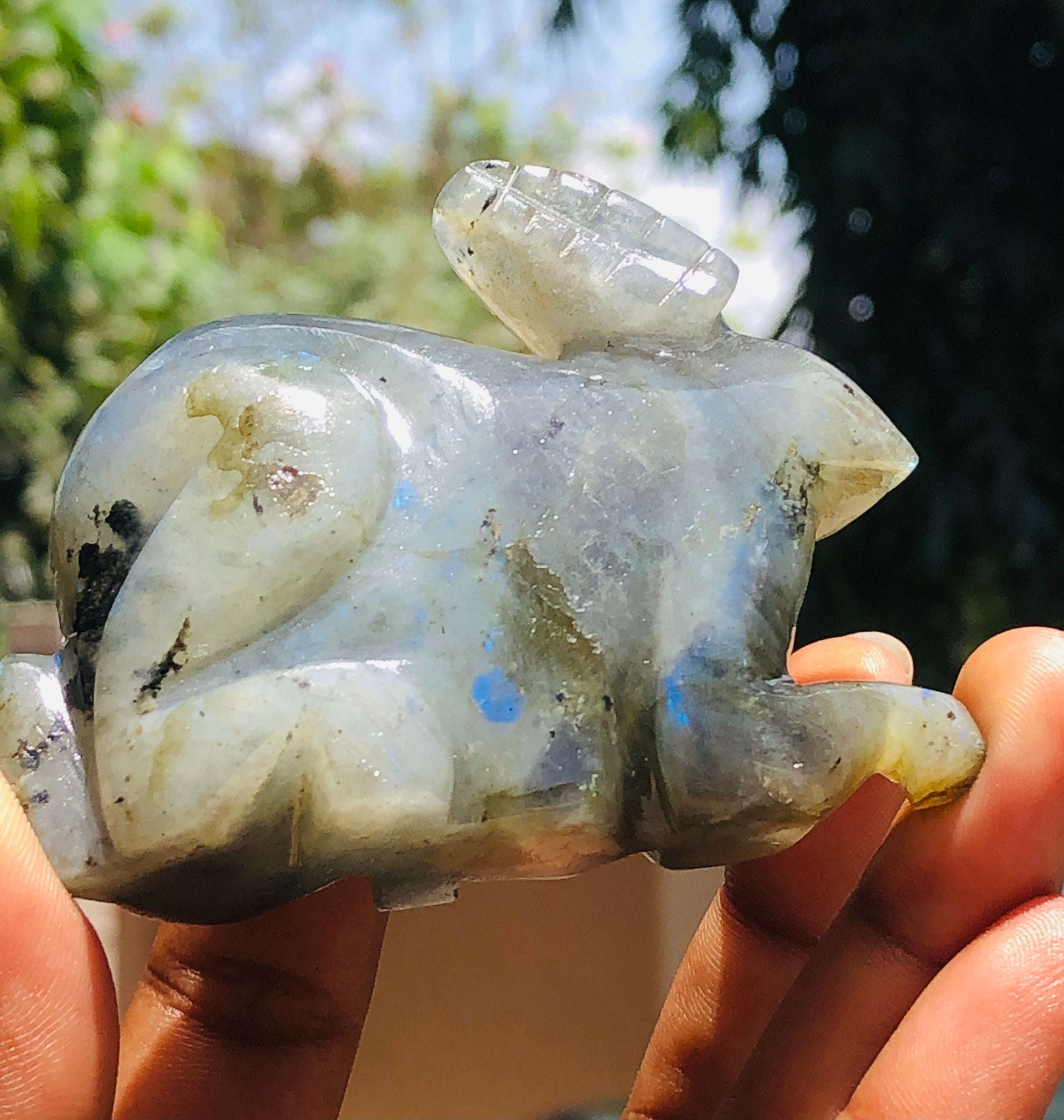 Superb 533.00 Cts Genuine Labradorite Hand Carved Gemstone Bunny 2026  Collection