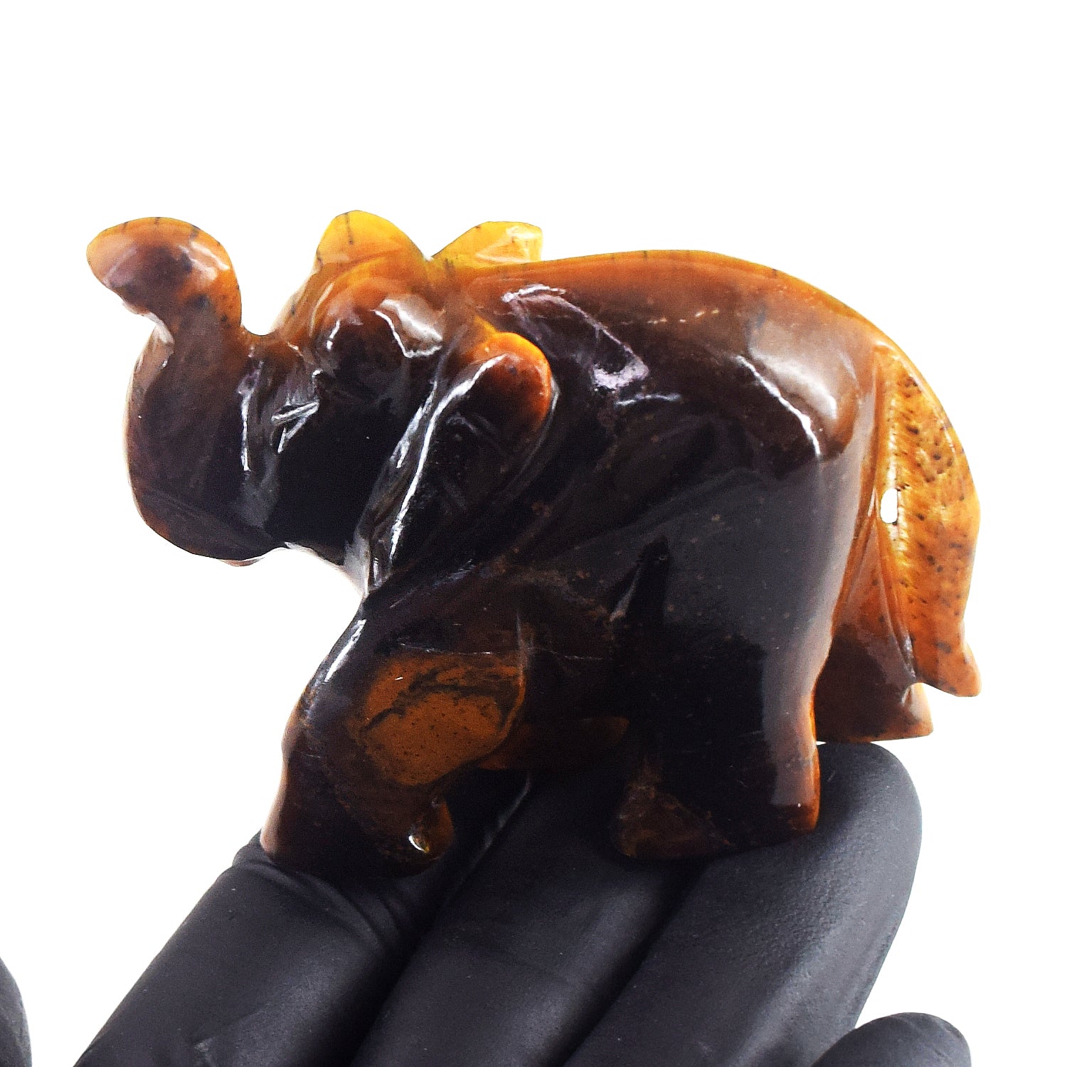 Amazing 578.00 Cts Genuine Golden Tiger Eye Carved Premium Crystal Elephant