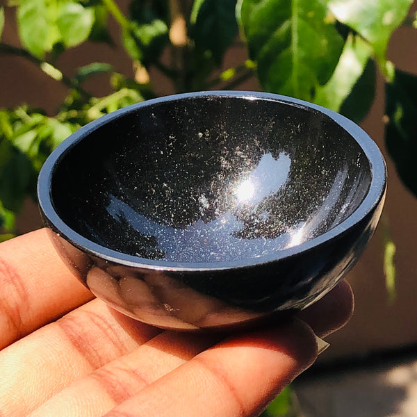 Natural 221.00 Carats Genuine Black Spinel Hand Carved Crystal Gemstone Carving Bowl