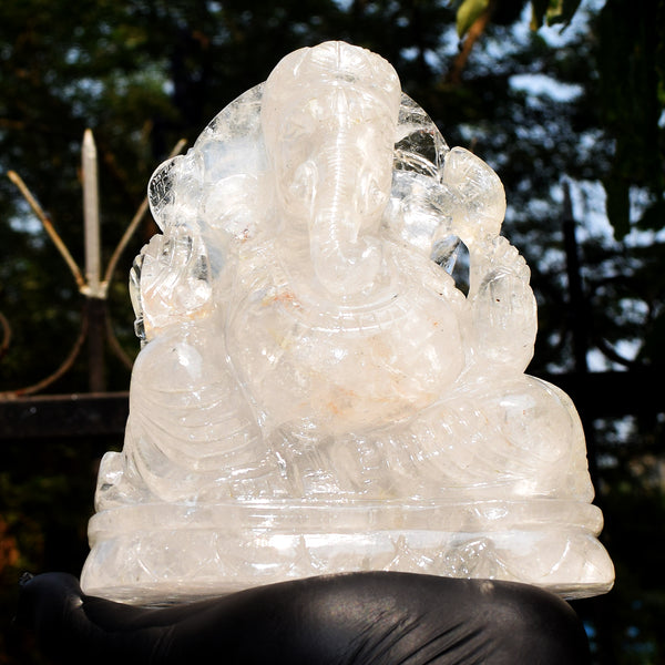 Stunning 9400.00 Cts Genuine White Quartz Hand Carved Gemstone Premium Ganesha Crystal