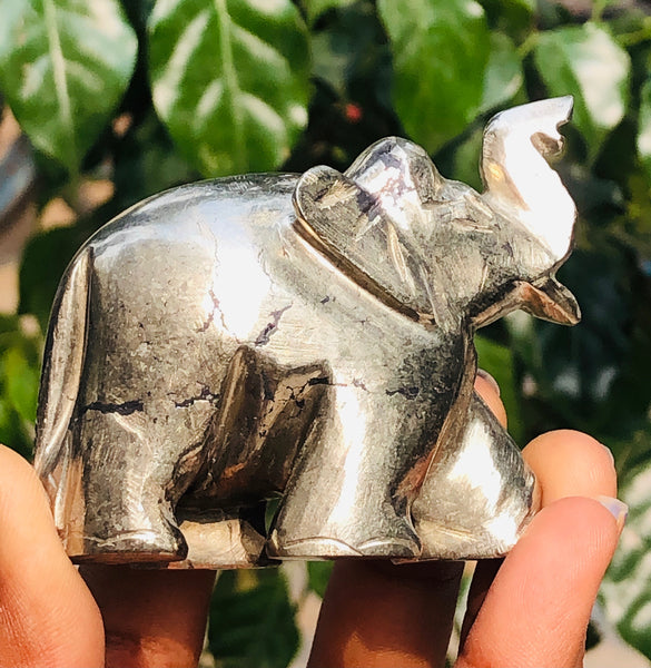 Stunning 1024.00 Cts Genuine Pyrite Hand Carved Crystal Premium Gemstone Elephant