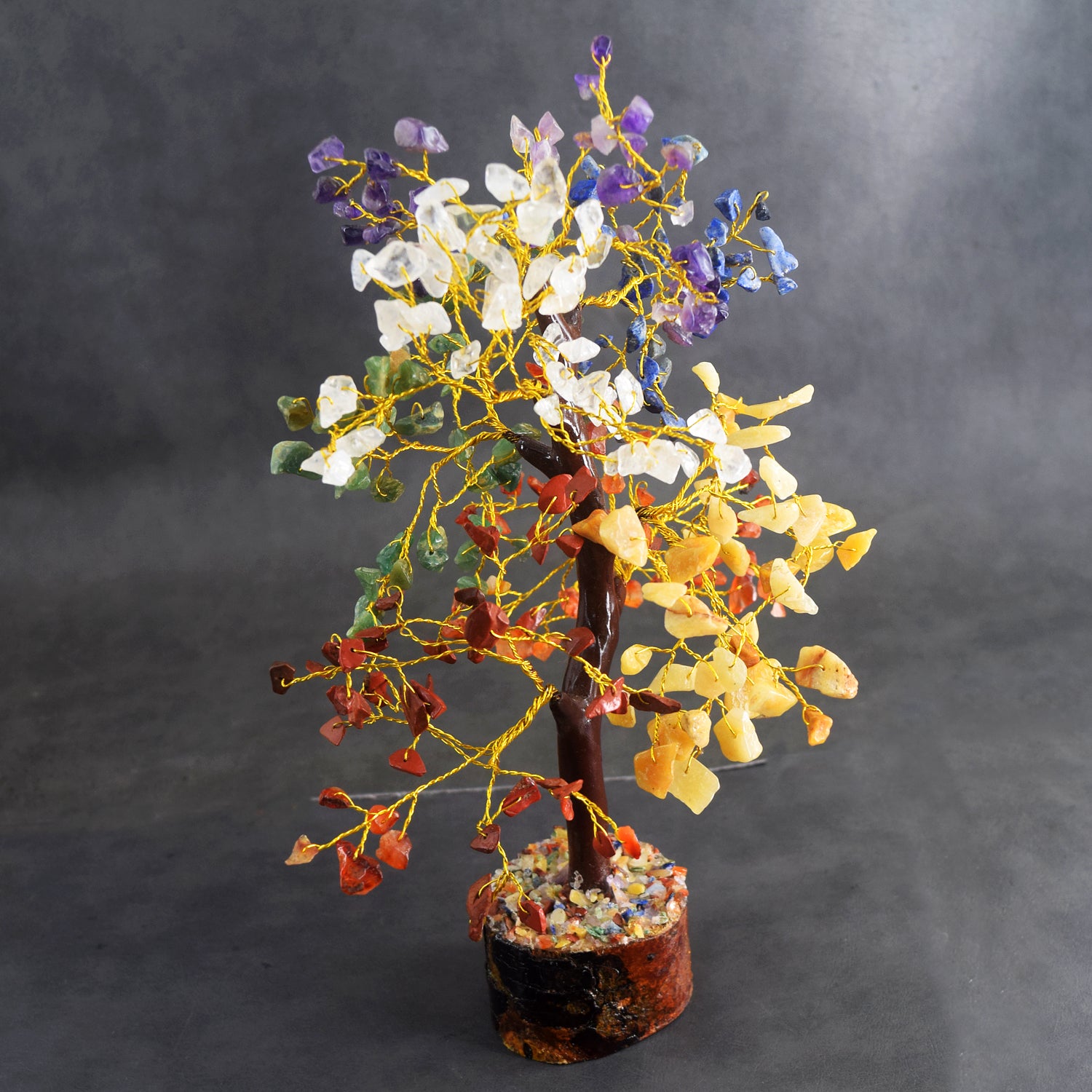 Charming 9 Inches 1241.00 Cts Genuine Seven Chakra Crystal Gemstone Tree