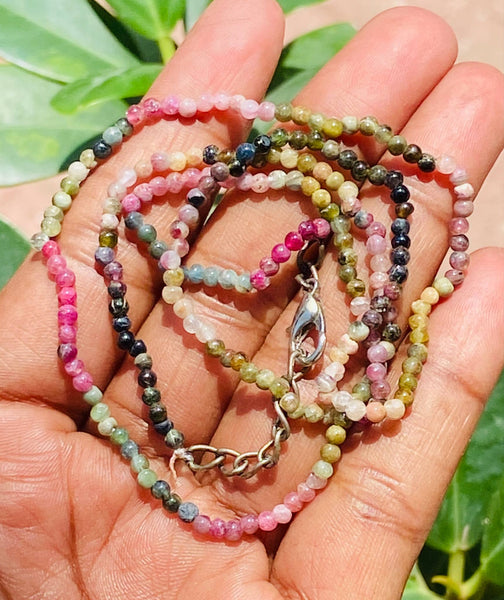 Amazing 30.00 Cts Genuine Watermelon Tourmaline Beads Necklace