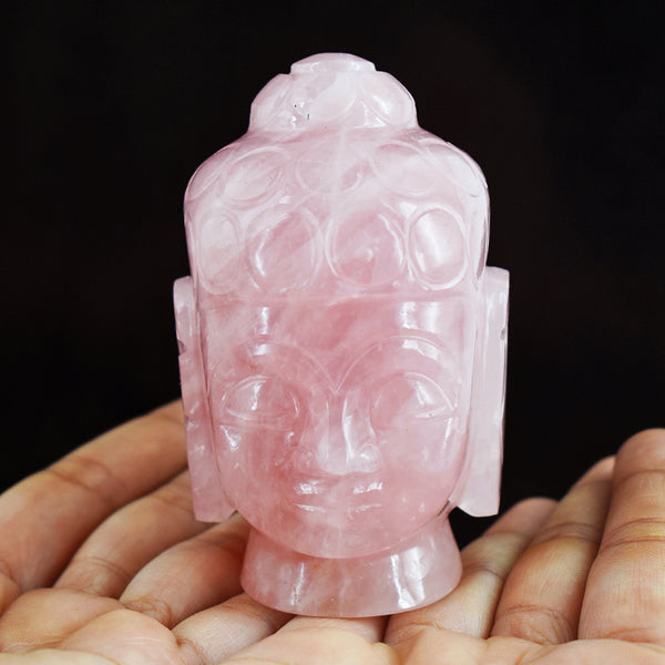 Exclusive 1569.00 Cts Rose Quartz Hand Carved Genuine Crystal Gemstone Carving Buddha Head