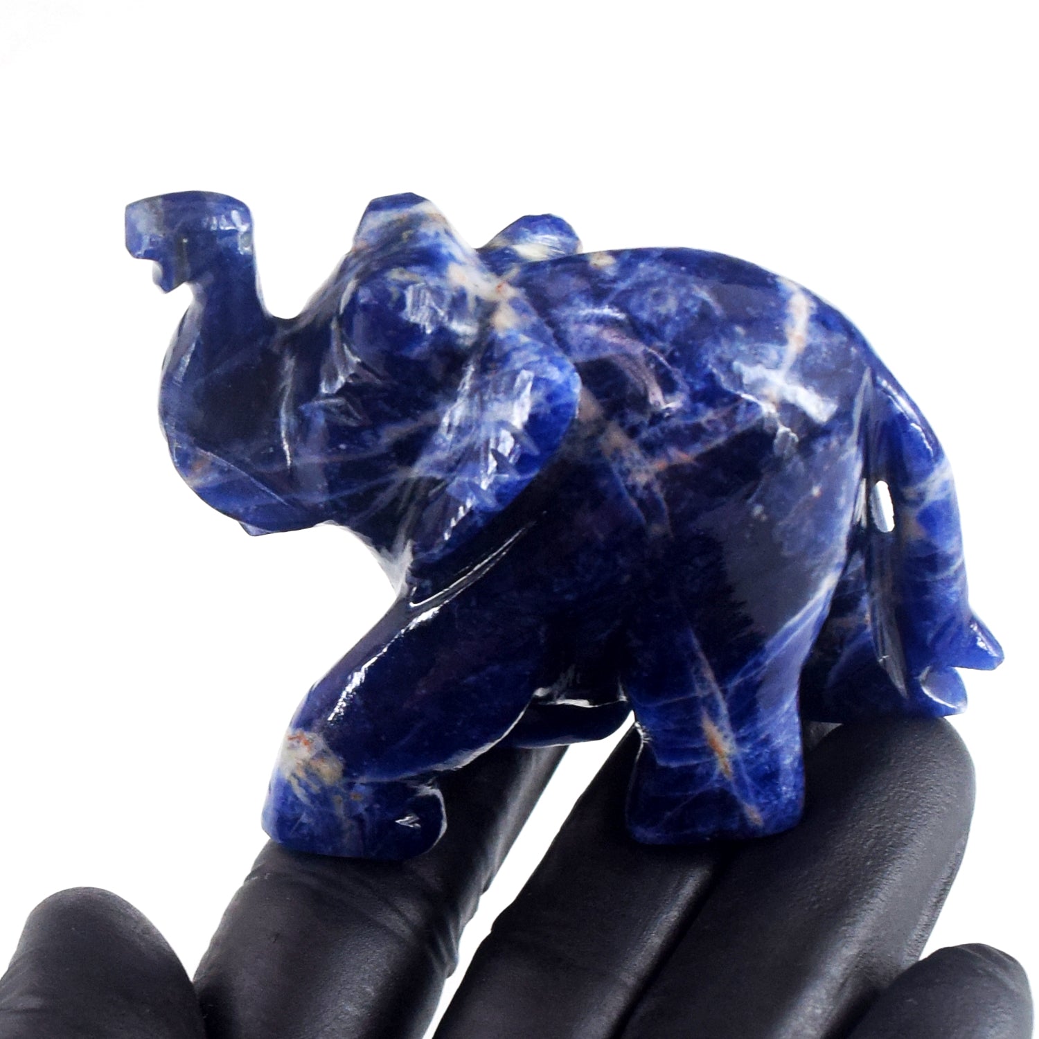 Finest Ever 498.00 Cts Genuine Sodalite Crystal Carved Premium Elephant