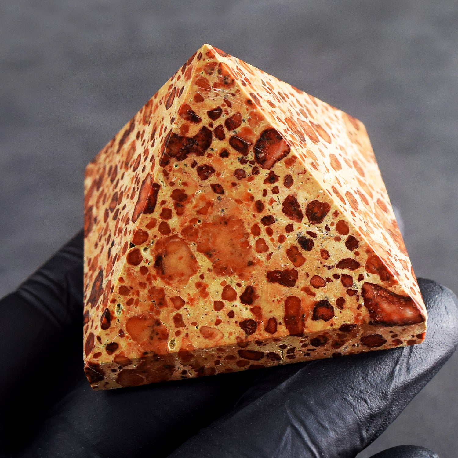 Beautiful 553.00 Cts Genuine Leopard Skin Jasper Healing Divine Crystal Specimen Pyramid
