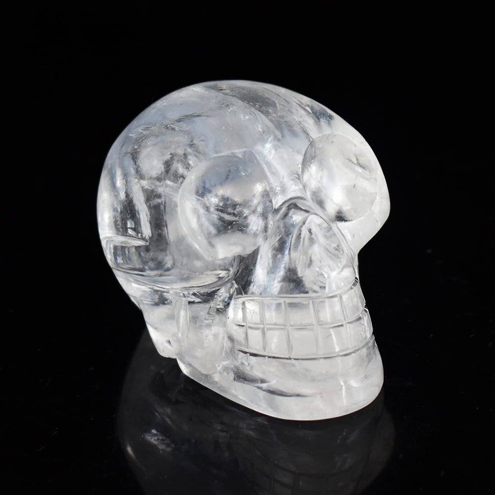 Exclusive 858.00 Cts Genuine  White Quartz  Hand Carved Crystal Skull Gemstone Carving