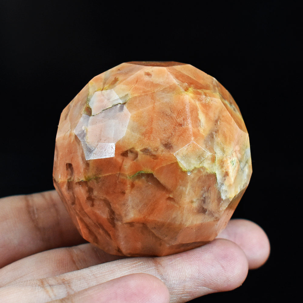 Beautiful 632.00 Cts Genuine Peach Moonstone Hand Carved Faceted Healing Gemstone Sphere
