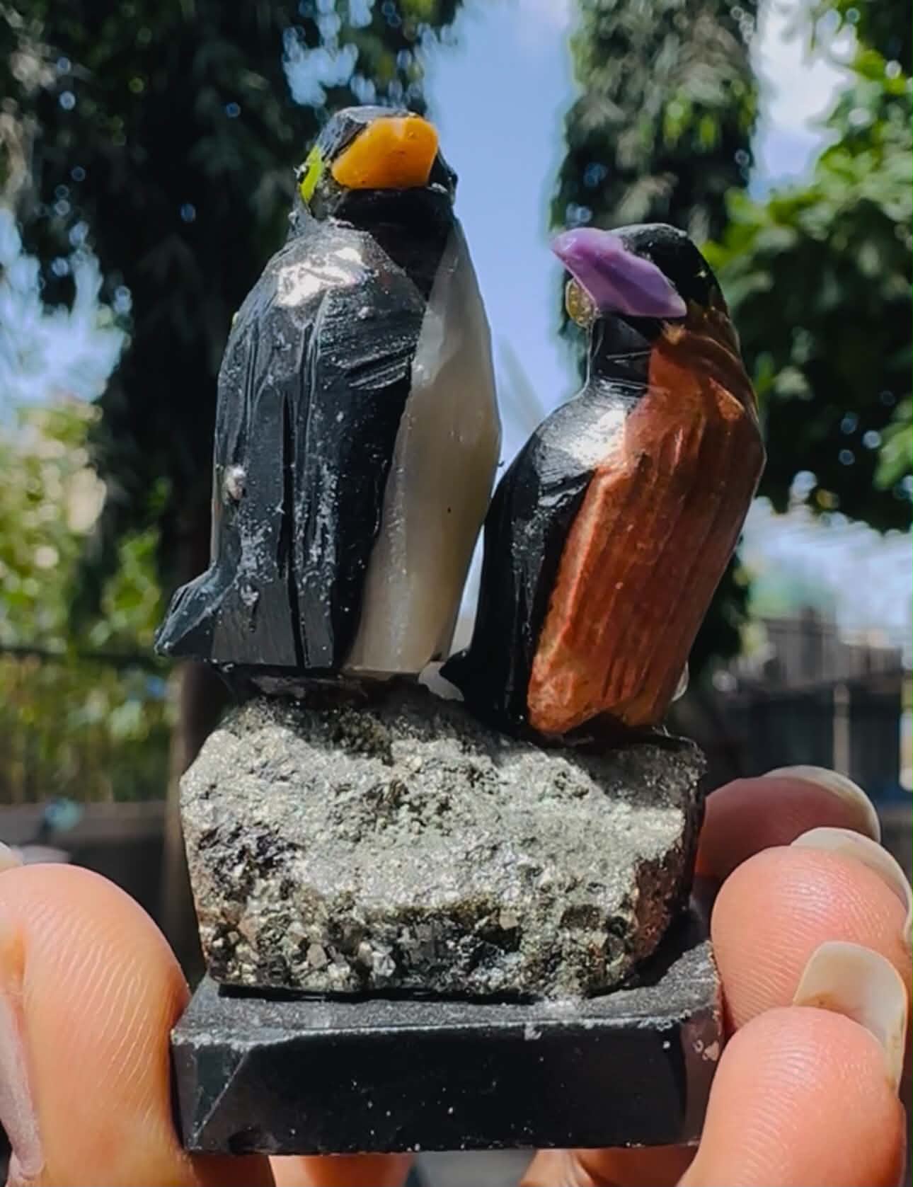 Stunning 312.00 Cts Genuine Mini Spinel & Peach Moonstone Hand Carved Love Bird 2026  Collection