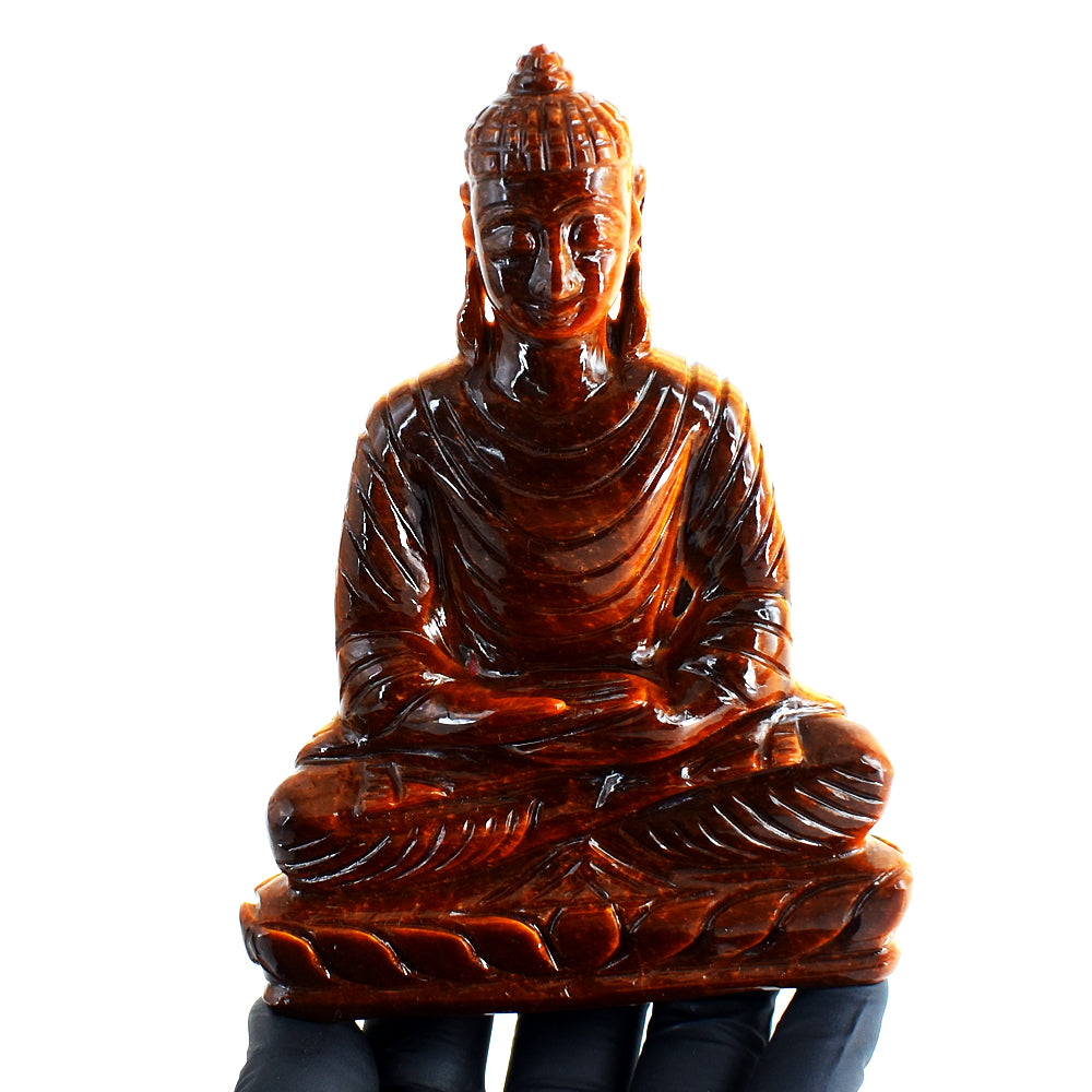 Alluring 1533.00 Cts Genuine Tiger Eye Hand Carved Premium Buddha Idol Statue