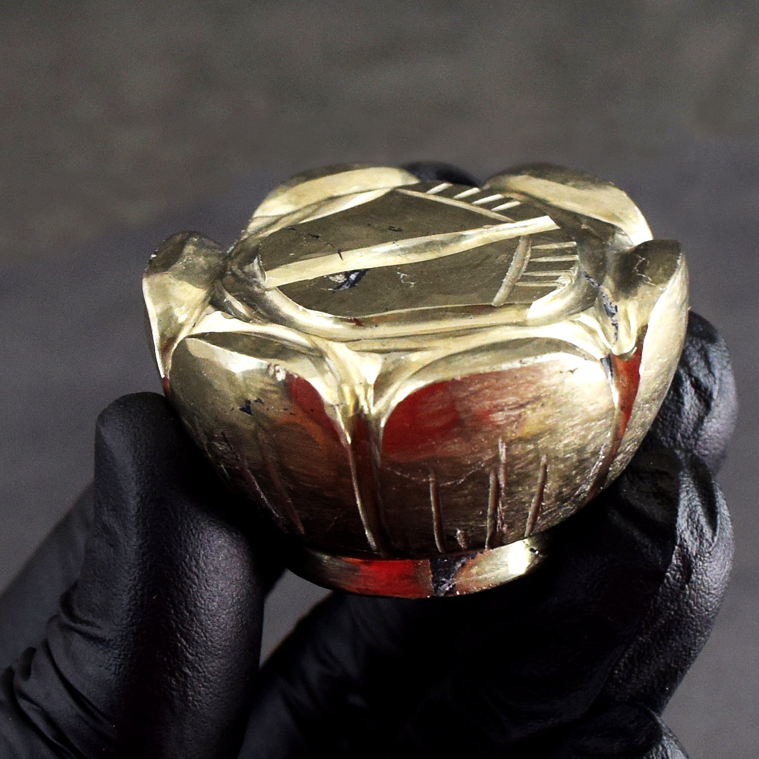 Most Brilliant 510.00 Cts Genuine Pyrite Hand Carved Premium Good Luck Laxmi Feet Crystal Gemstone
