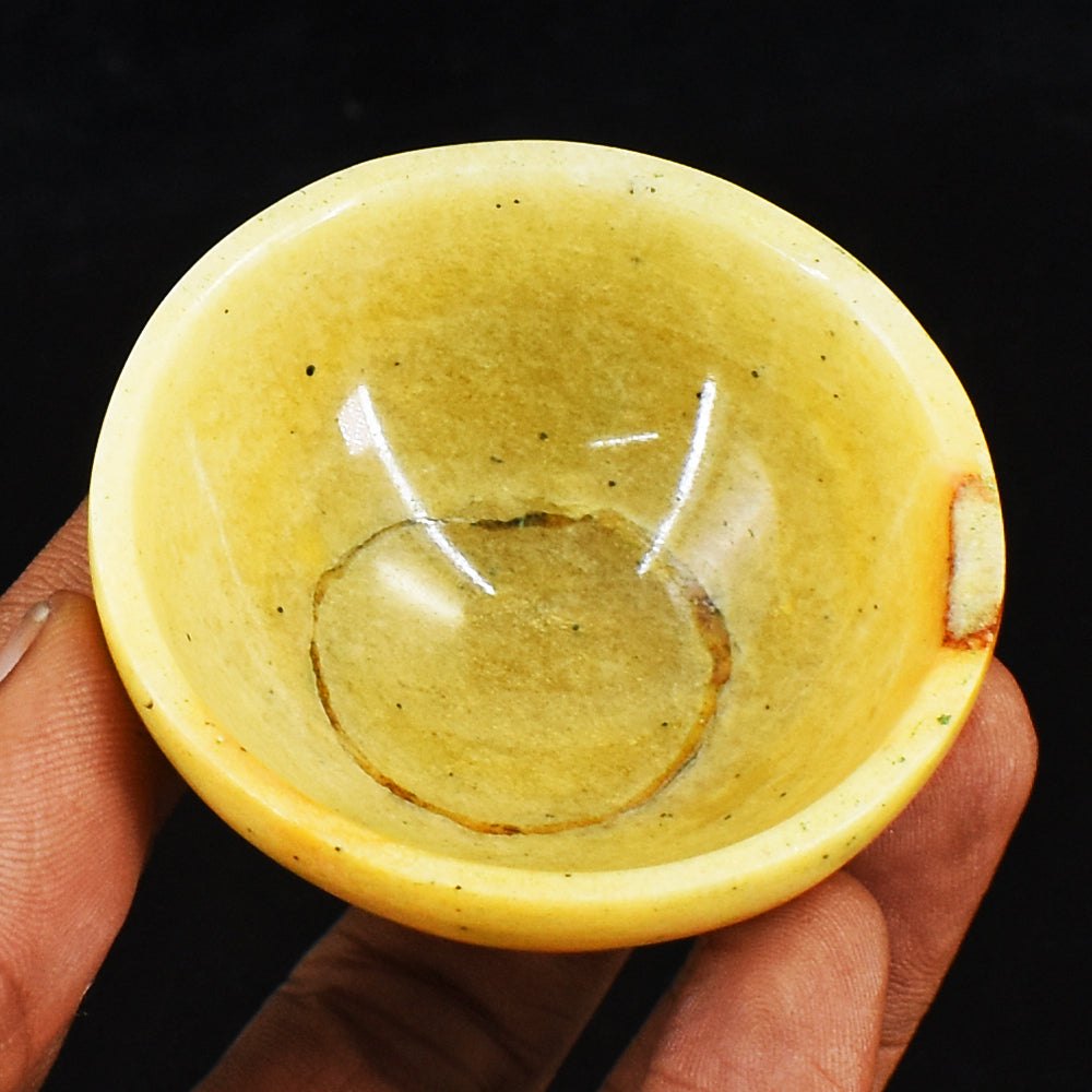 Beautiful  238.00 Carats Genuine  Yellow  Aventurine  Hand Carved Crystal Gemstone Carving Bowl