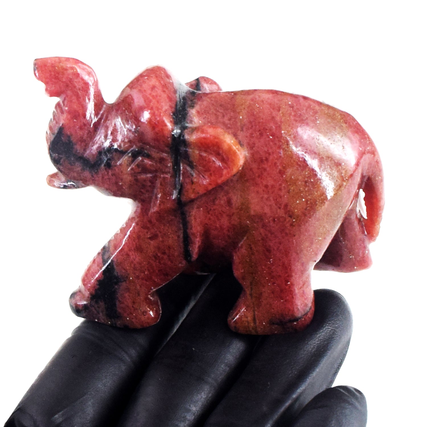 Stunning 897.00 Cts Genuine Pink Rhodonite Carved Crystal Premium Elephant