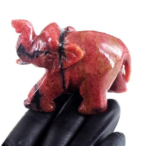 Stunning 897.00 Cts Genuine Pink Rhodonite Carved Crystal Premium Elephant