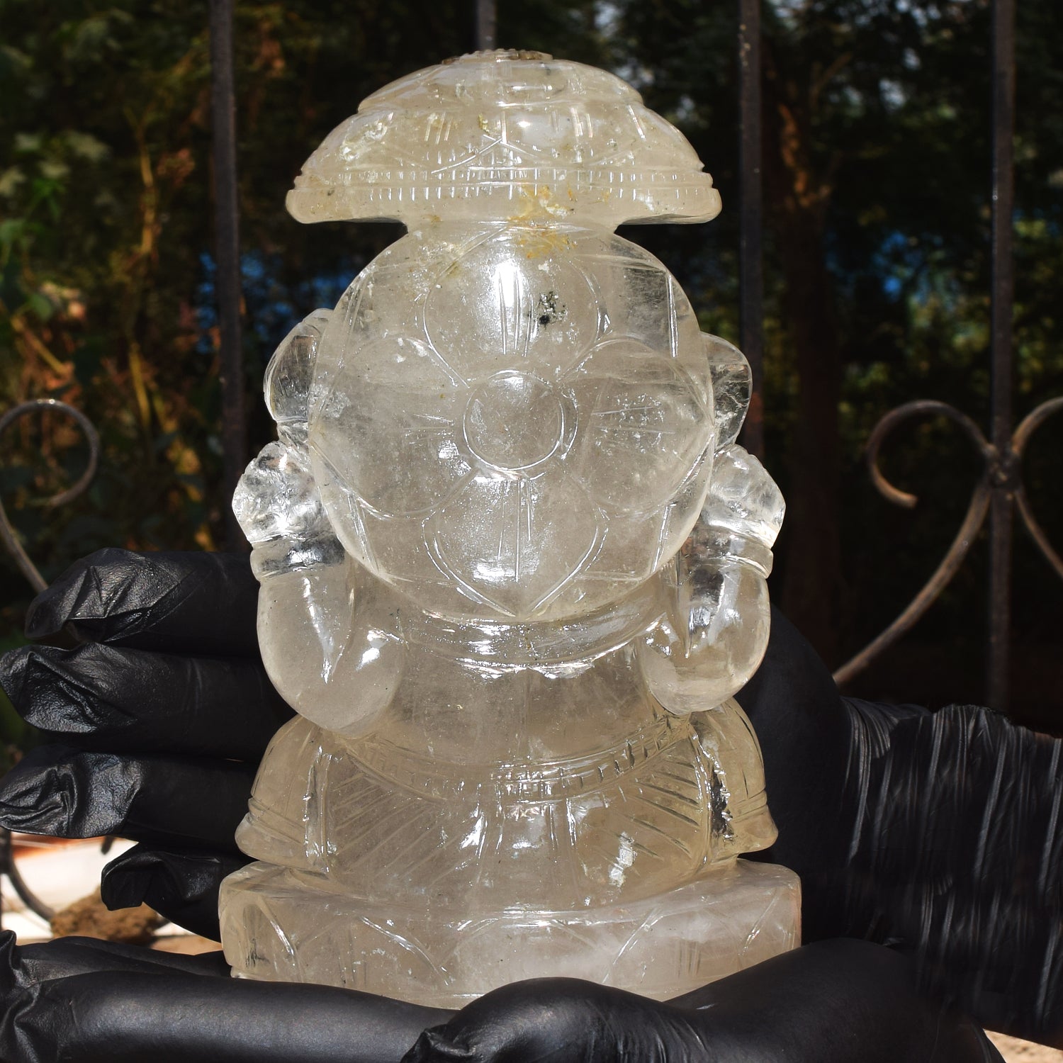 Gorgeous 7340.00 Cts Genuine White Quartz Hand Carved Premium Lord Ganesha With Throne Crystal