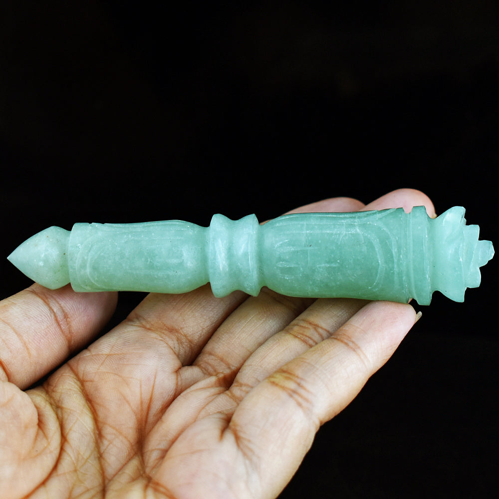 257.00 Carats  Genuine  Green  Aventurine  Hand Carved  Healing Crystal  Rose Top Point Gemstone Carving