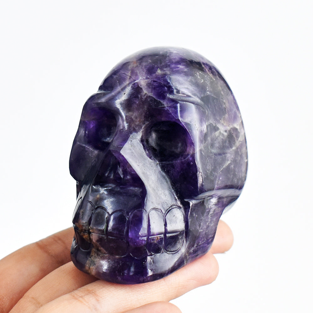 Craftsmen 1213.00 Carats Genuine Purple  Amethyst Hand Carved Crystal Gemstone Skull Carving