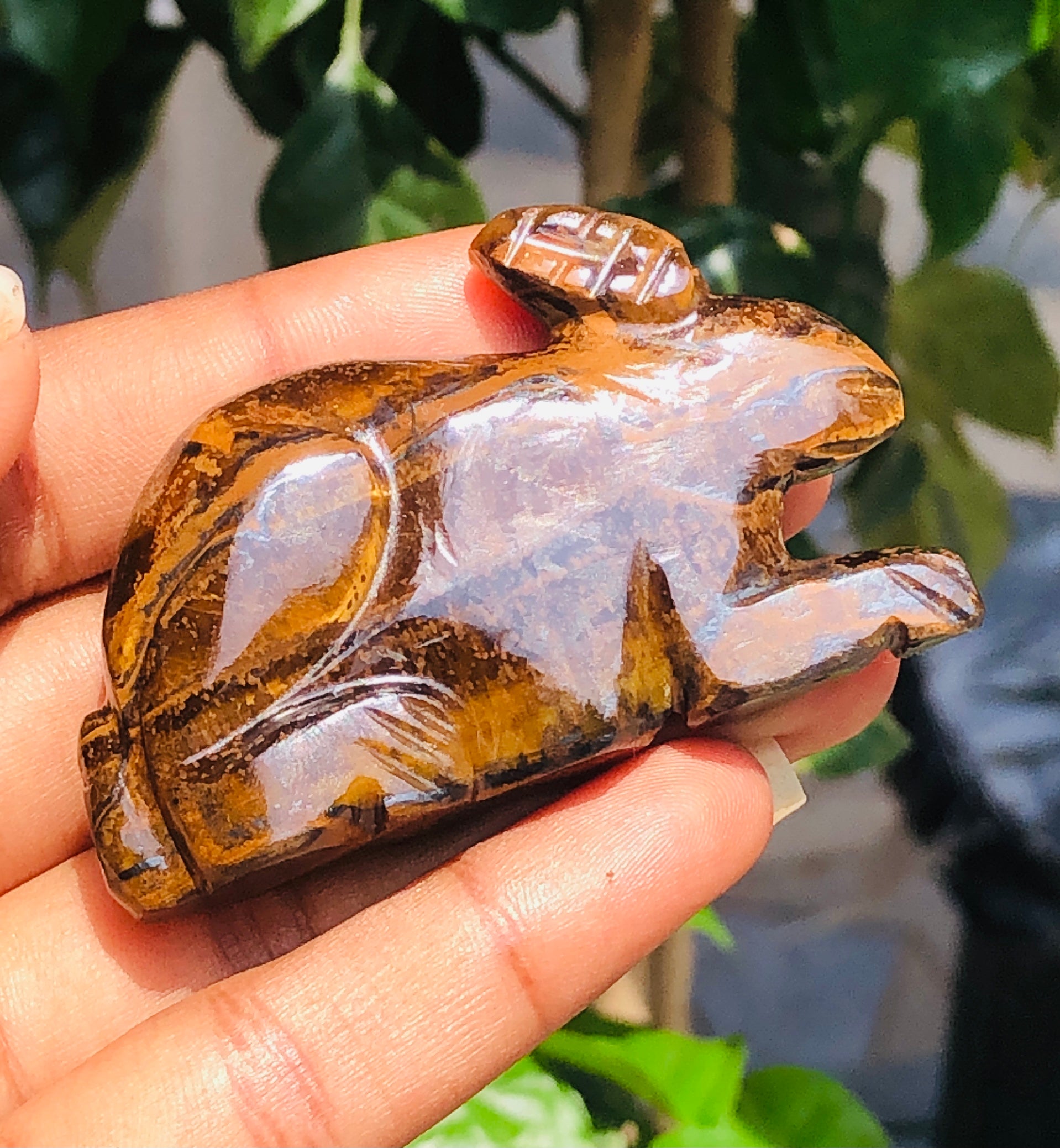 Beautiful 228.00 Carats Genuine Iron Tiger Eye Hand Carved Crystal Bunny Gemstone Carving  2026  Collection