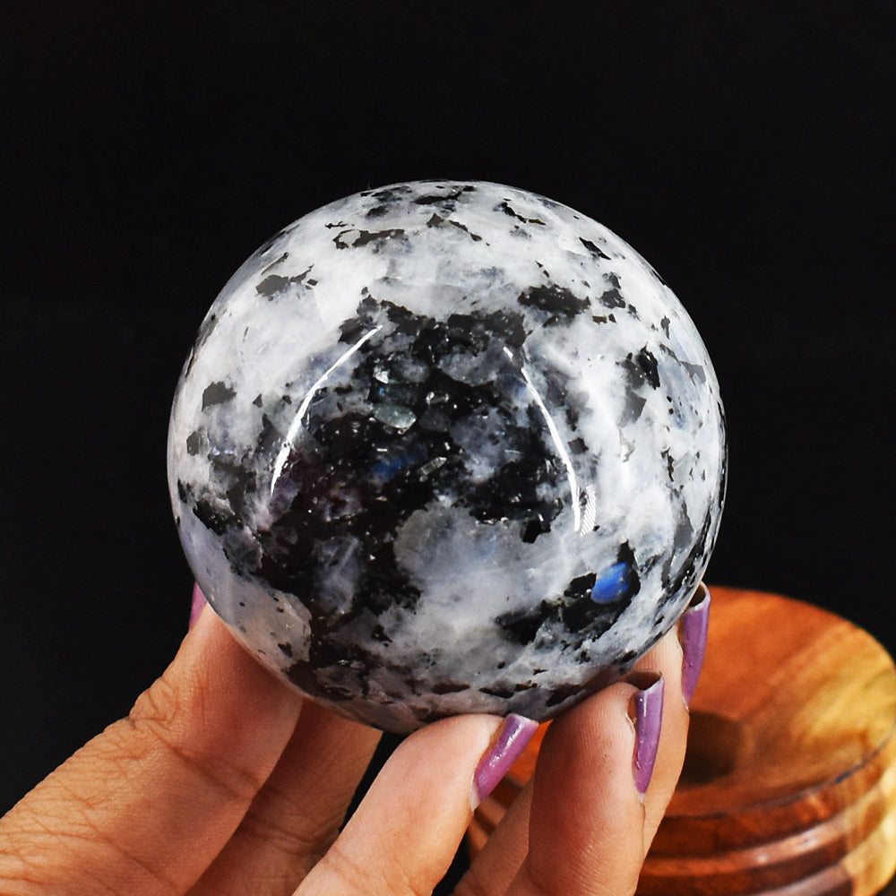 1285.00 Carats  Genuine  Natural  Blue Flash Moonstone Hand Carved Crystal Healing Sphere Gemstone