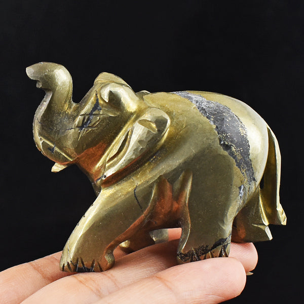 Pyrite Rabbit Natural 847.00 Cts Genuine Pyrite Hand Carved Crystal Gemstone Elephan