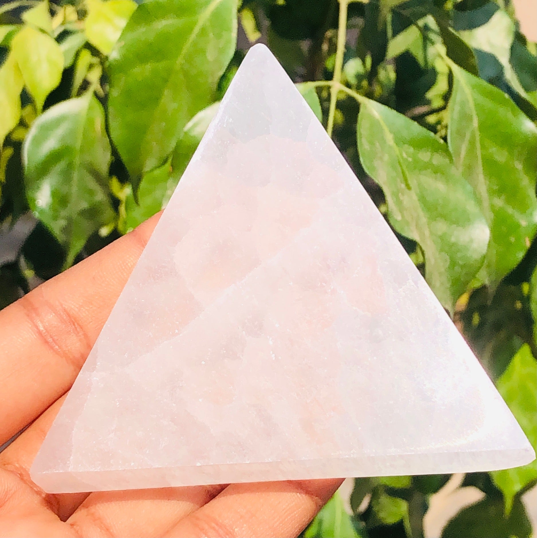 Very Attractive Genuine Selenite Healing Gemstone Crystal Triangle