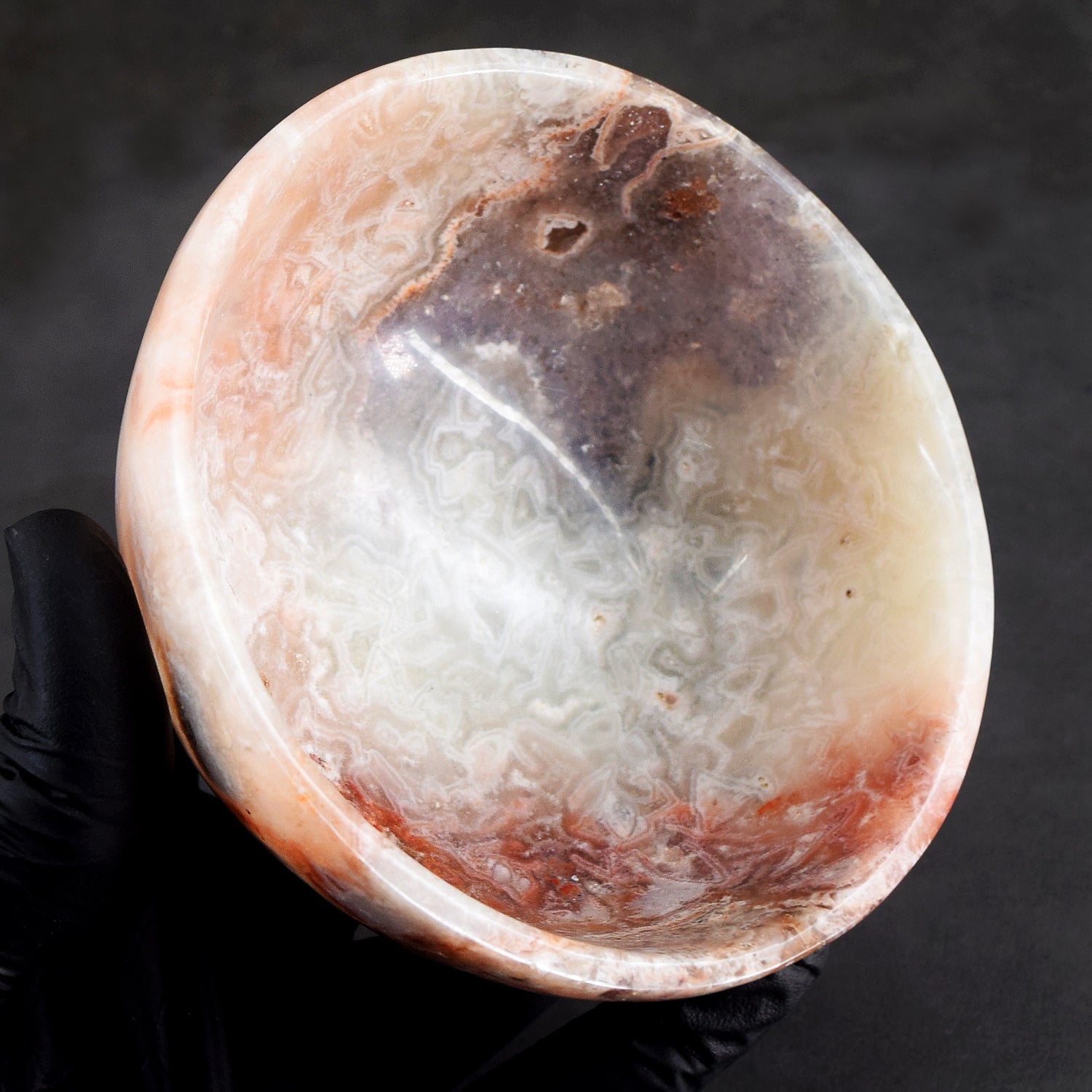 Elegant 1065.00 Carats Genuine Crazy Lace Agate Hand Carved Crystal Gemstone Carving Big Bowl