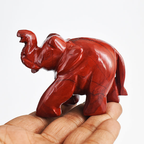 Gorgeous 842.00 Carats  Genuine Red Jasper  Hand  Carved  Crystal Gemstone Carving Elephant
