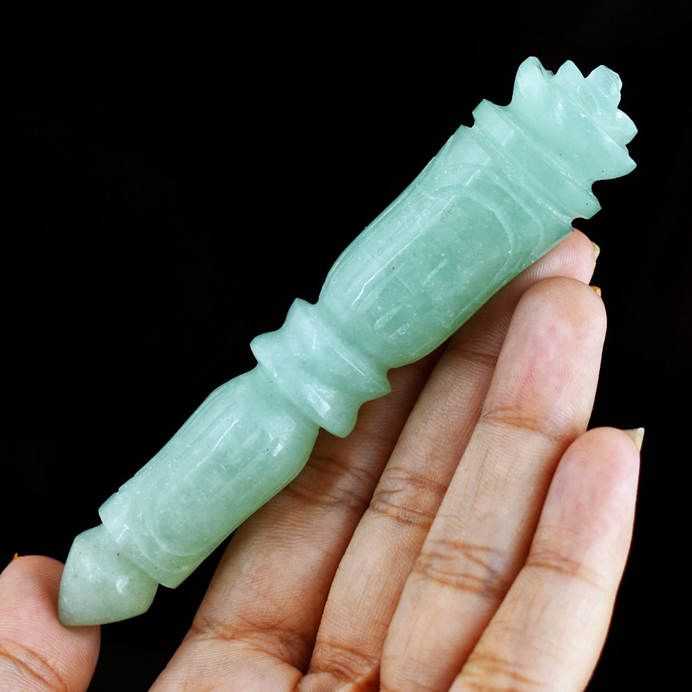 257.00 Carats  Genuine  Green  Aventurine  Hand Carved  Healing Crystal  Rose Top Point Gemstone Carving