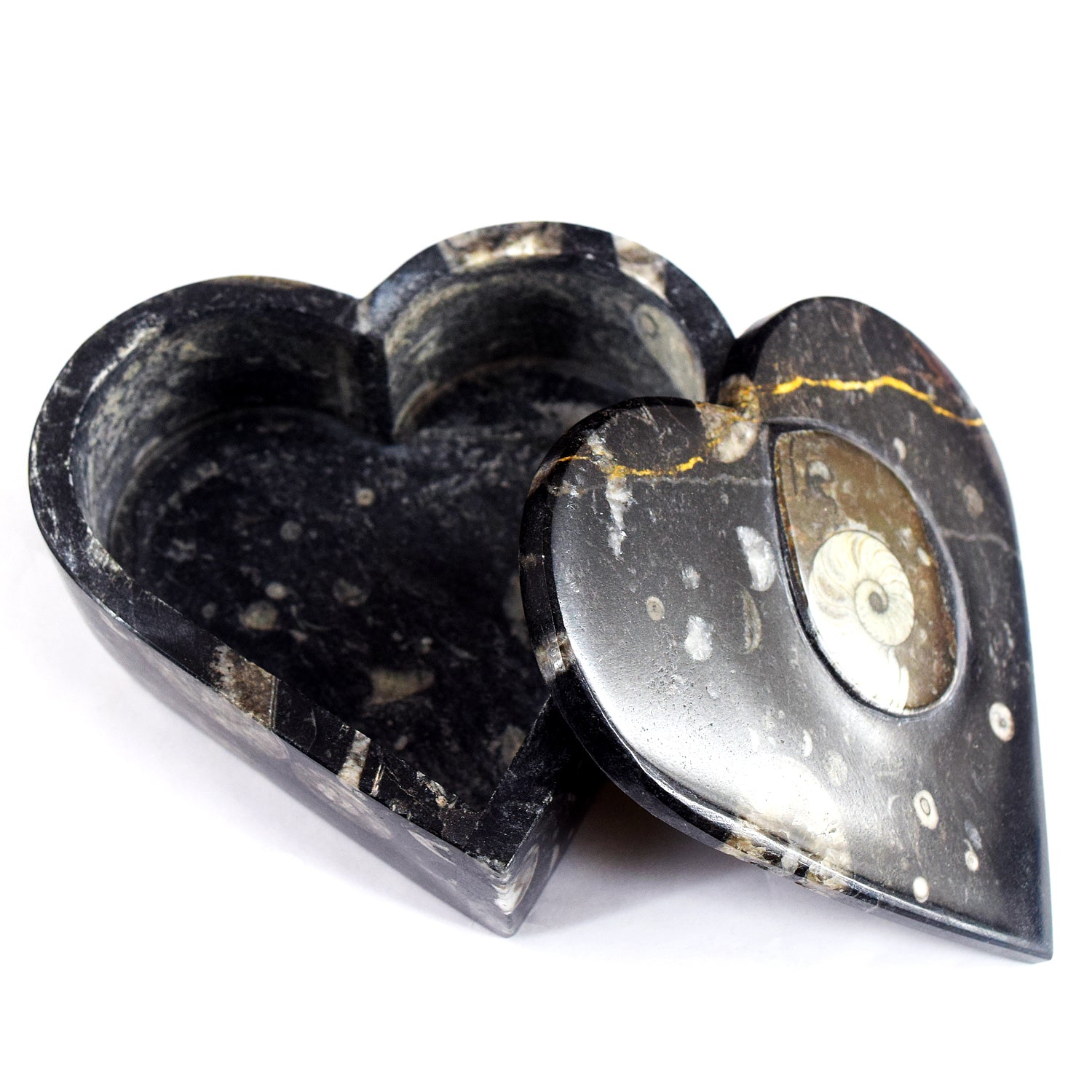 Attractive 2211.00 Cts Genuine Orthoceras Crystal Specimen Heart Shape Box